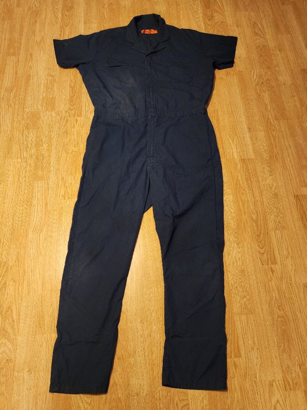 Red Kap Coveralls Mens XL Blue Navy Short Sleeve Zip Workwear Mechanic